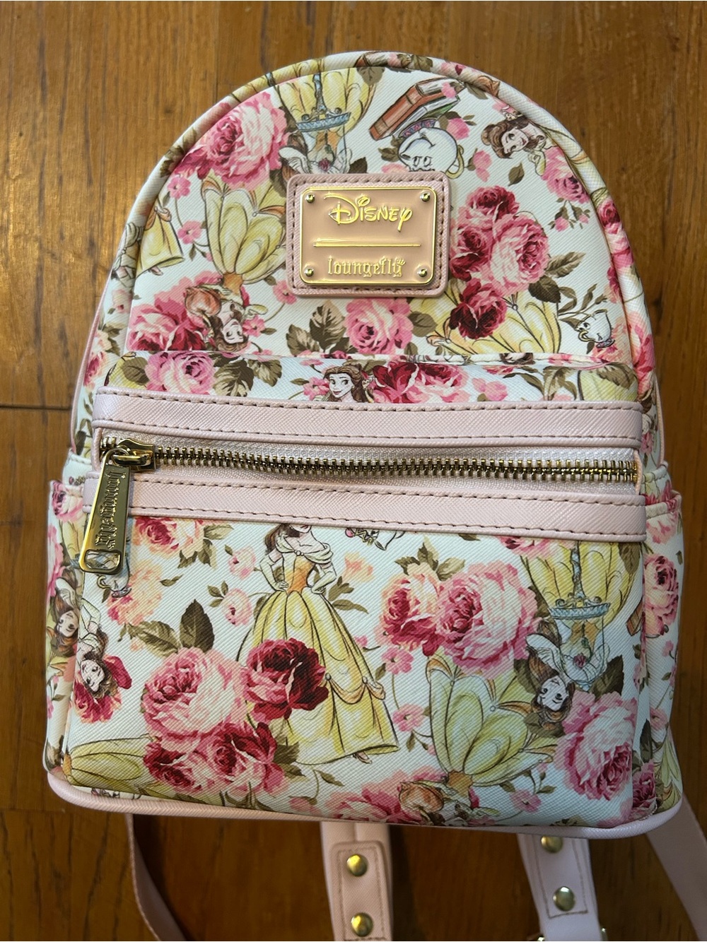 Loungefly Disney Belle Floral Mini Backpack - Pink, Yellow, Cream